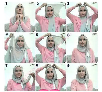 Foto Tutorial Cara Pakai Hijab Paris Pinky Modern 