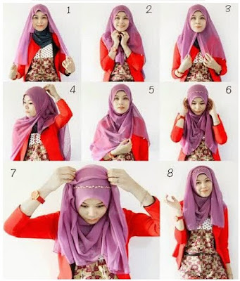 Foto Tutorial Cara Pakai Hijab Paris Modern Terbaru 