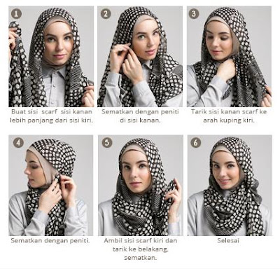 Cara Mudah Memakai Jilbab Monochrome