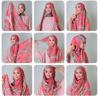 Tata-Cara-Memakai-Jilbab-Segi-Empat dengan headband