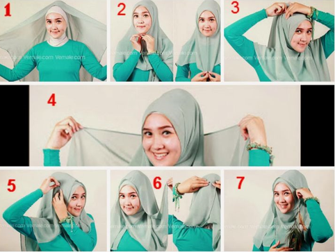 Tutorial jilbab Turquoise yang Manis