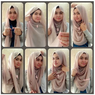 Foto Tutorial Cara Pakai Hijab Modern Syar'i Terbaru
