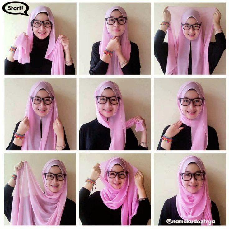 Kumpulan Gambar Cara Memakai Jilbab Pashmina