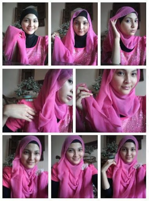 Tutorial jilbab segi empat paris pinky