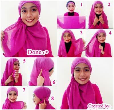 Contoh Foto Tutorial Cara Pakai Hijab Paris Modern