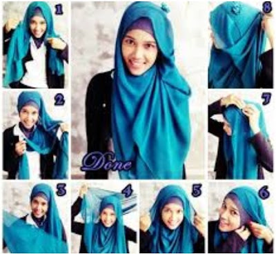 Contoh Gambar Tutorial Hijab Paris Modern 
